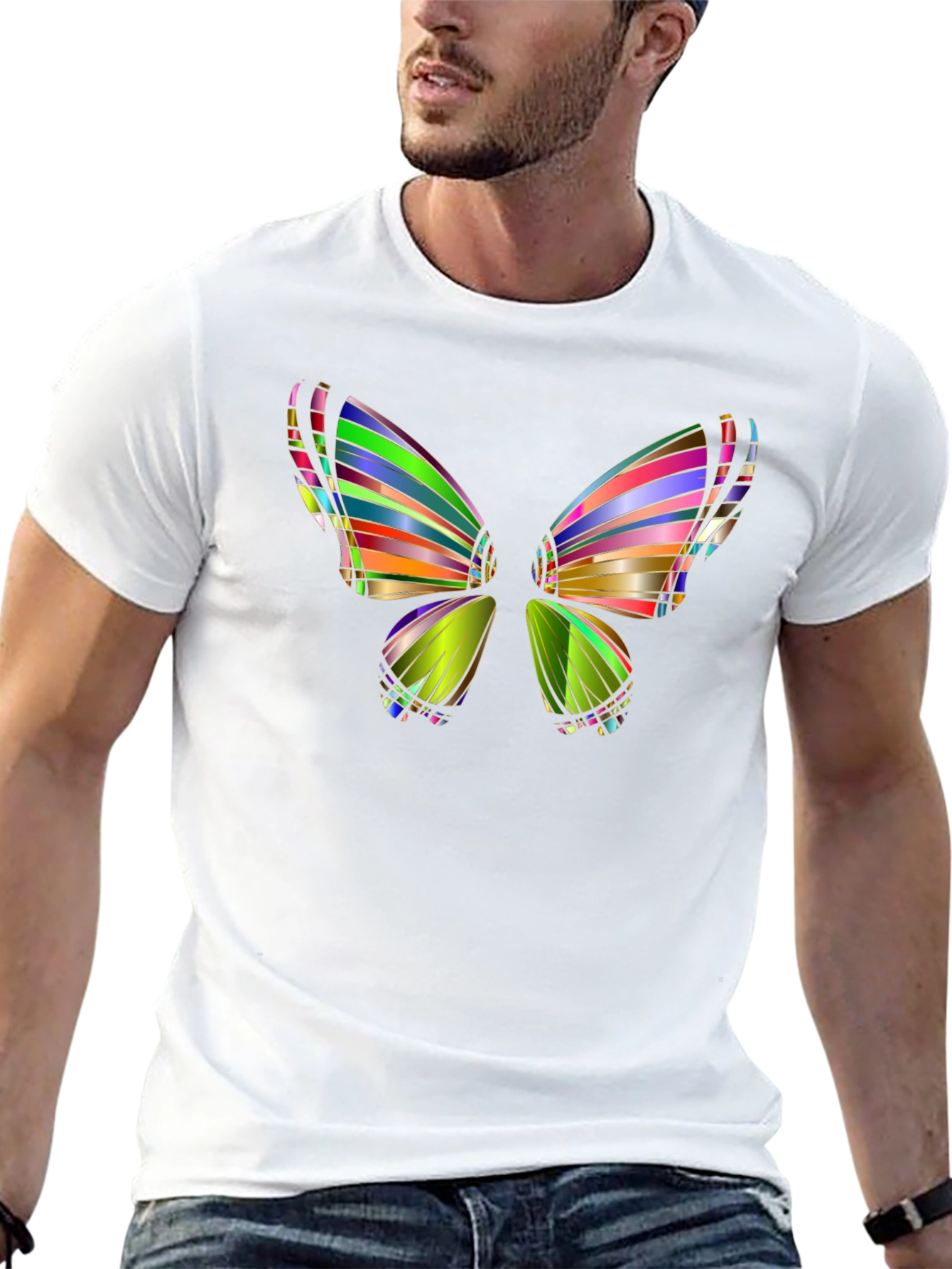 Abstract Butterfly Graphic Mens Black T-Shirt