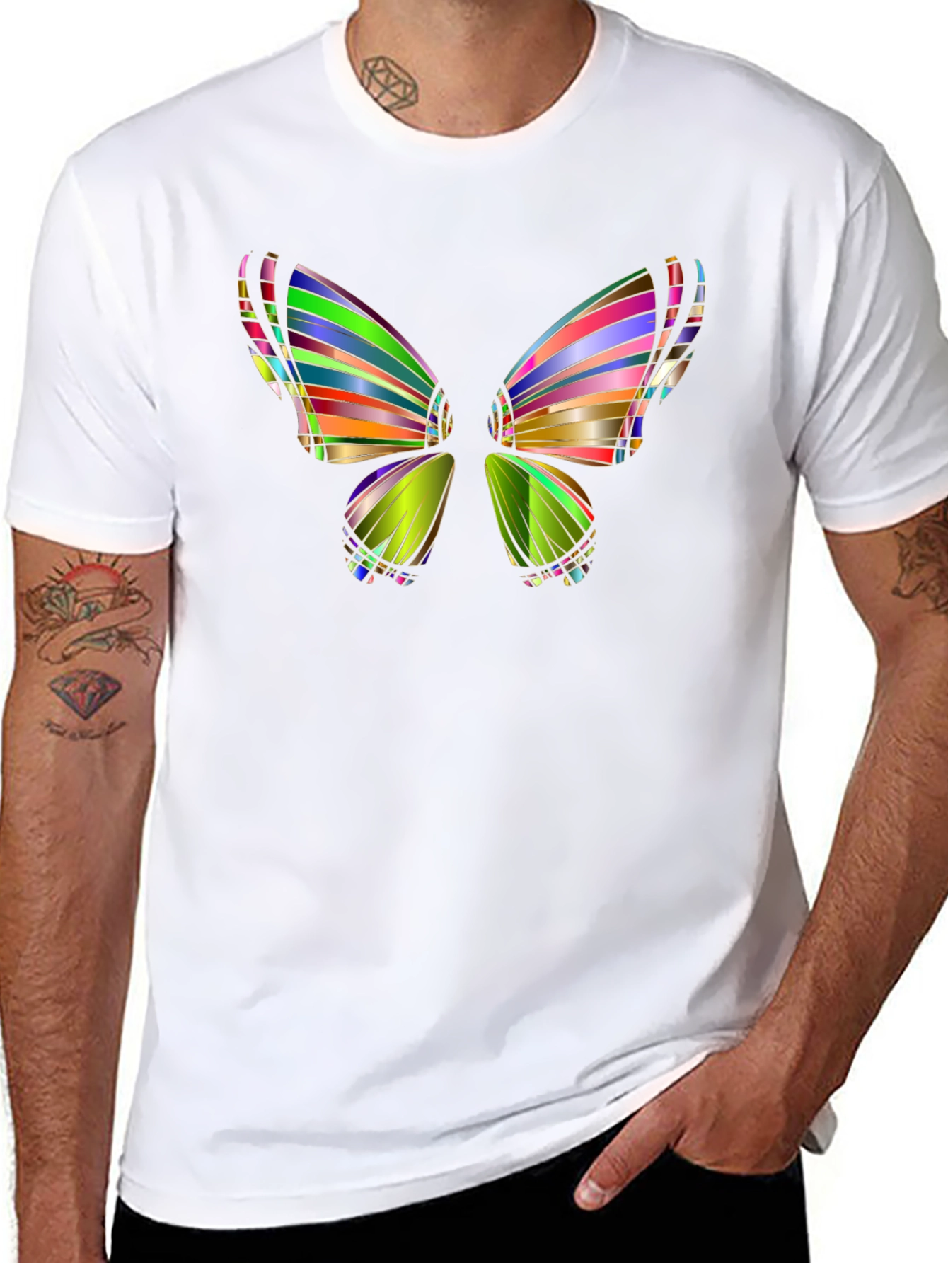 Abstract Butterfly Graphic Mens Black T-Shirt