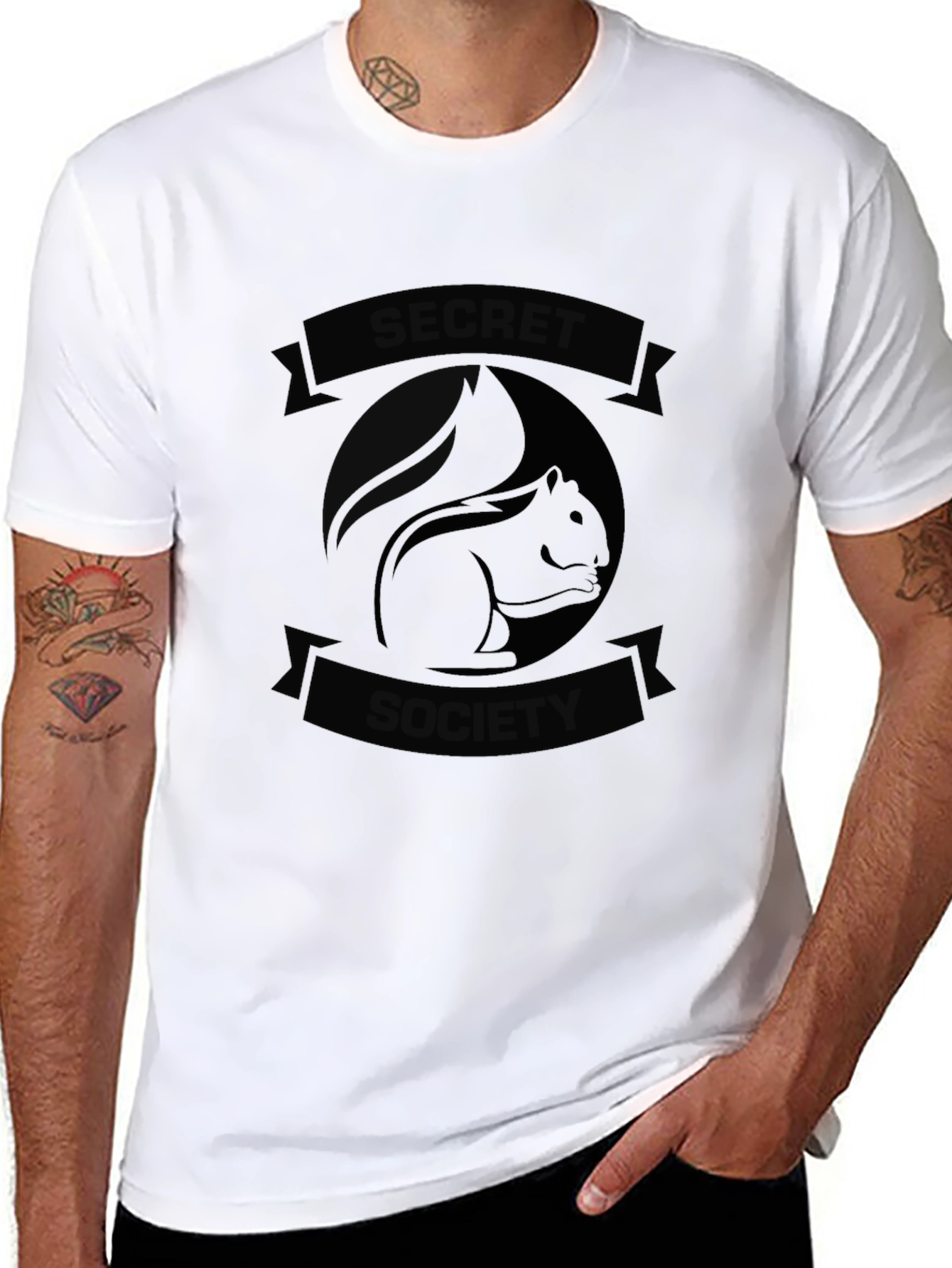 Secret Society Squirrel Black Graphic Tee