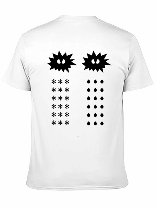 Funny Graphic T-Shirt: Spiky Creatures & Symbols