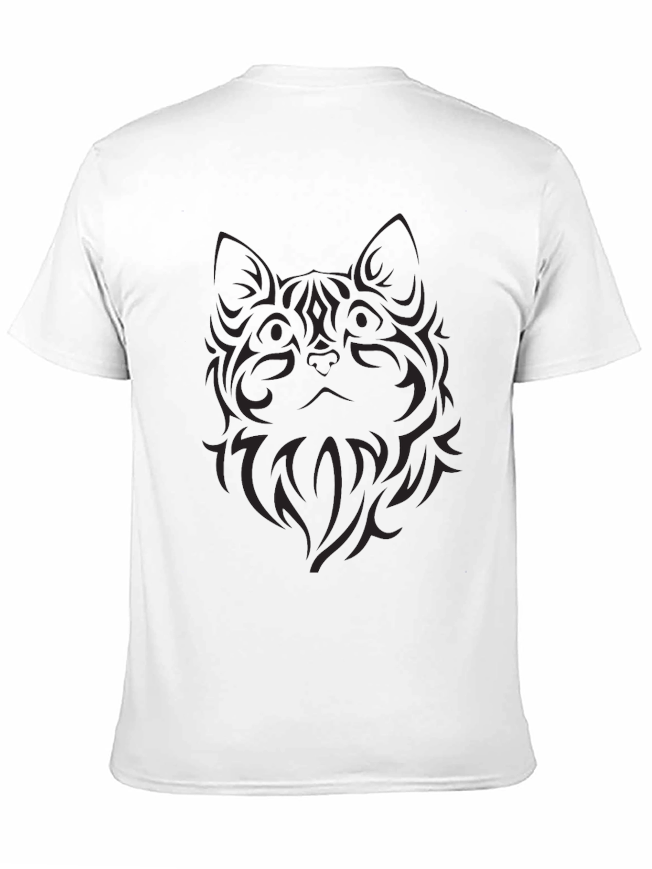 Mens Black Tribal Cat Graphic T-Shirt