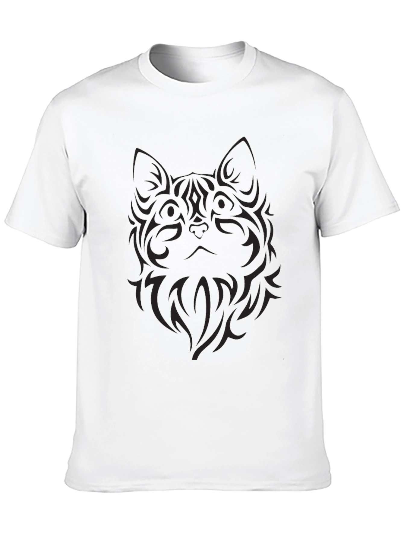 Mens Black Tribal Cat Graphic T-Shirt