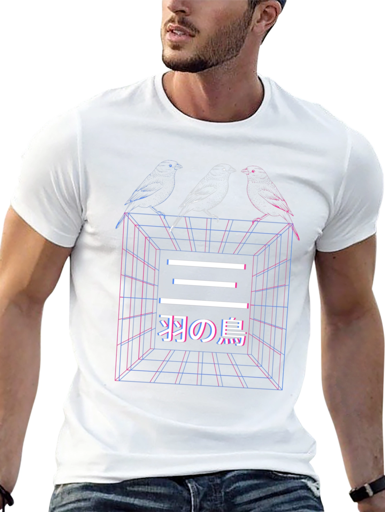 Retro Three Birds Graphic T-Shirt