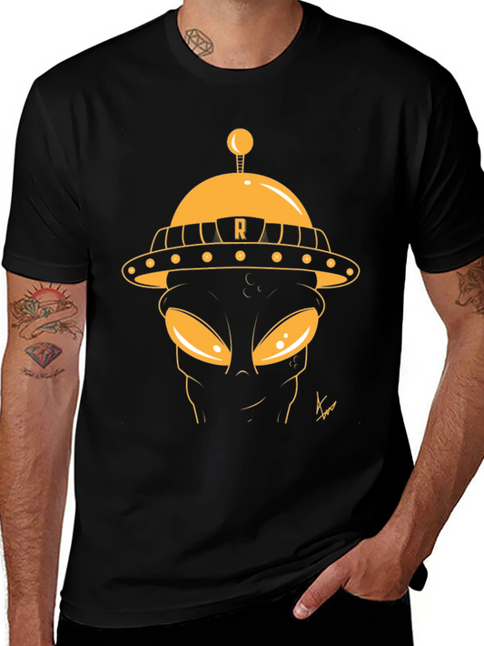 Retro Alien Graphic Tee - Black Cotton