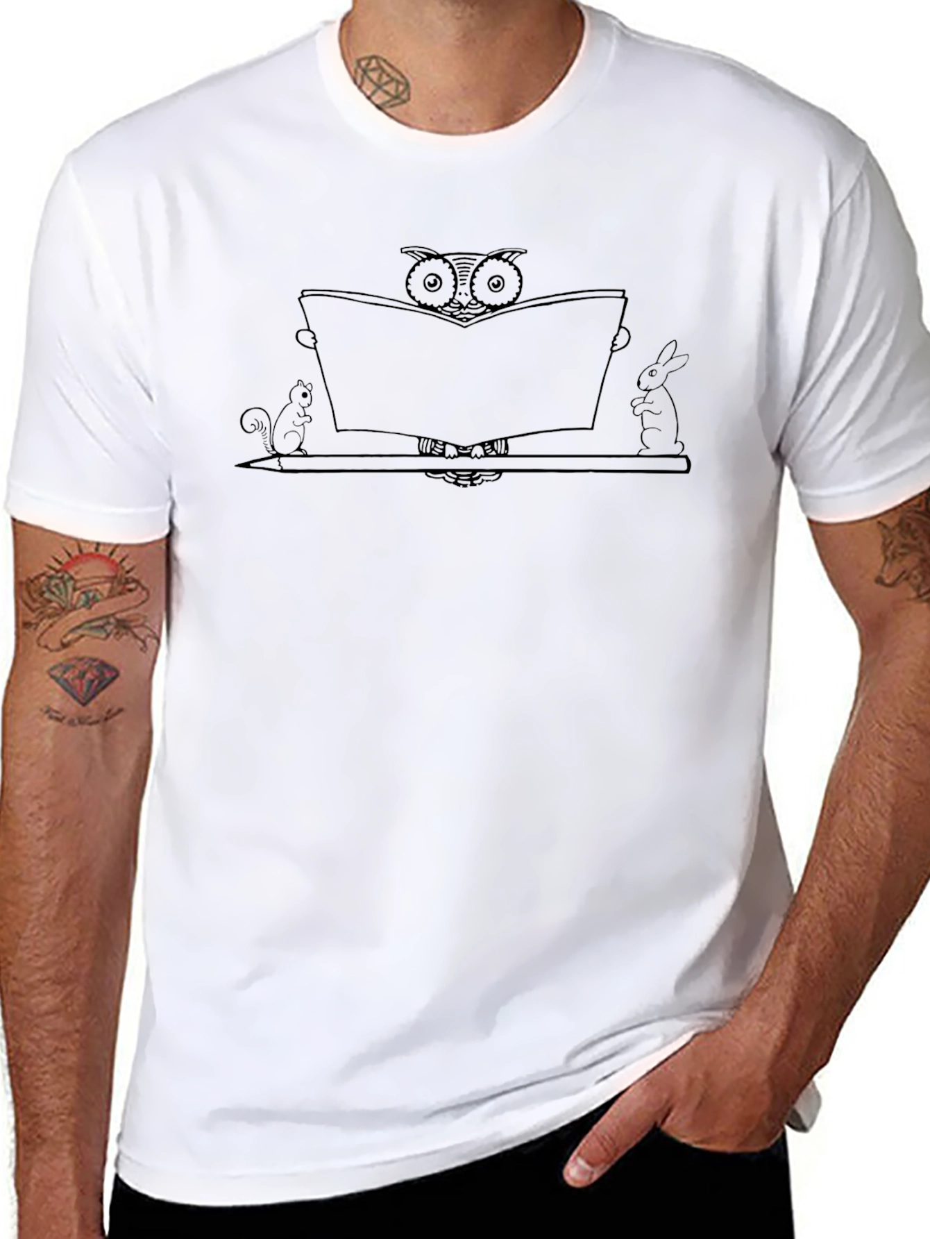 Owl Reading Book Graphic Tee