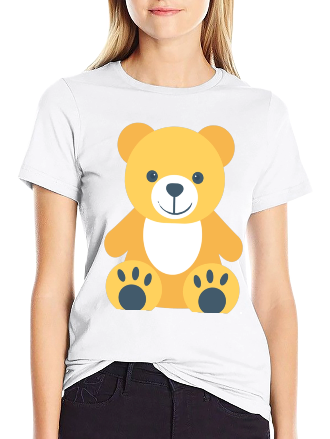Cute Teddy Bear Graphic Black T-Shirt