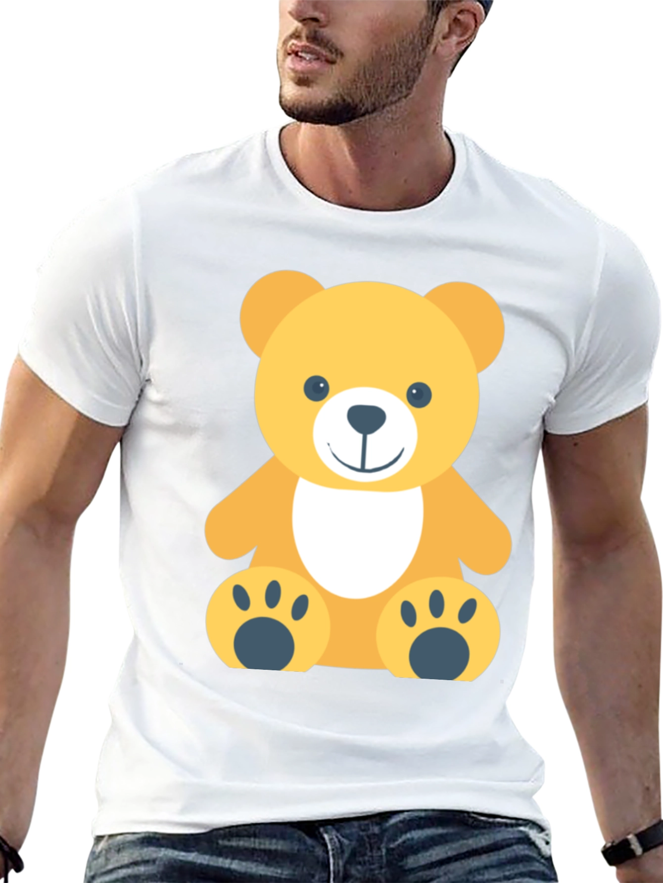 Cute Teddy Bear Graphic Black T-Shirt