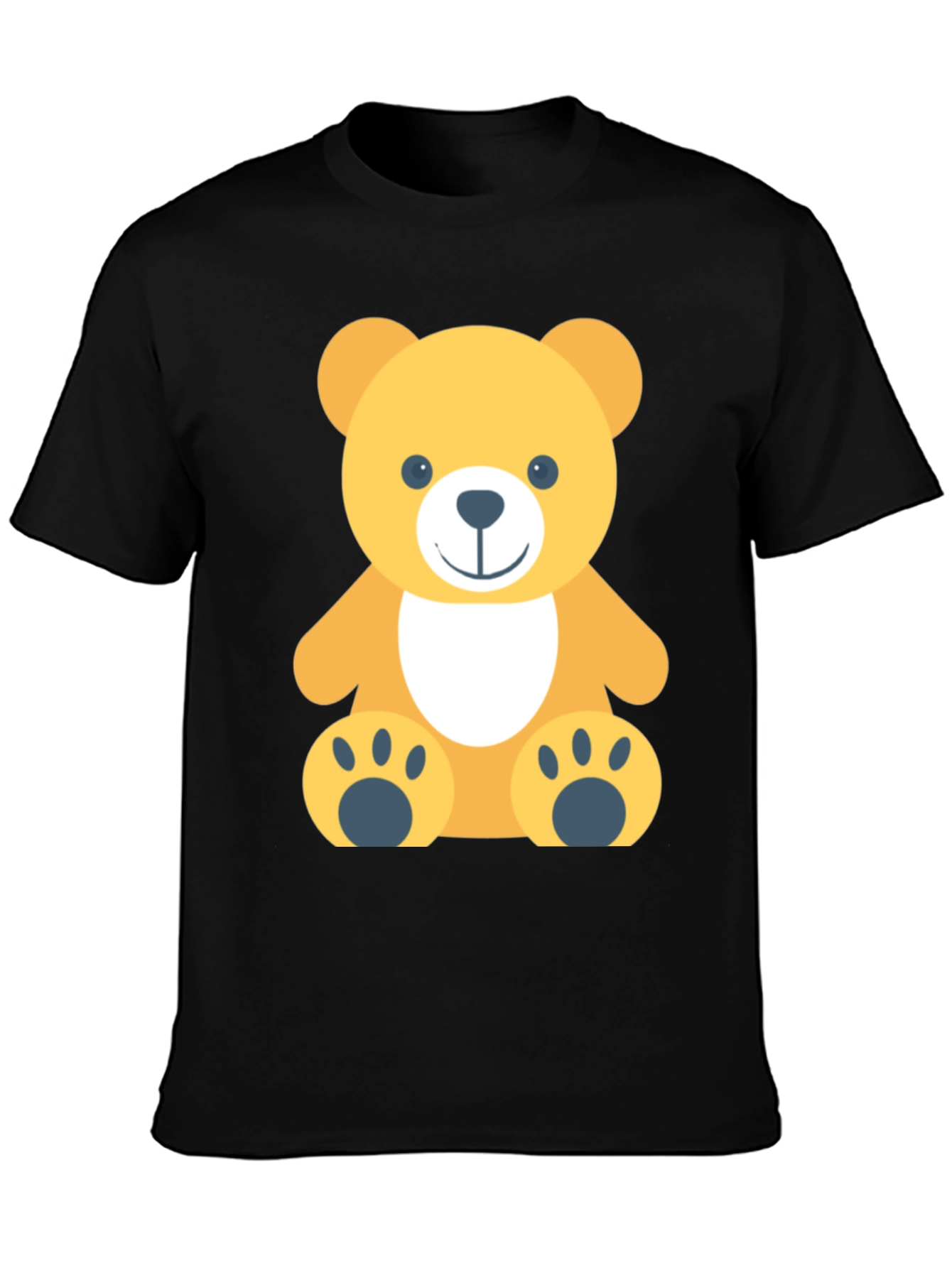 Cute Teddy Bear Graphic Black T-Shirt
