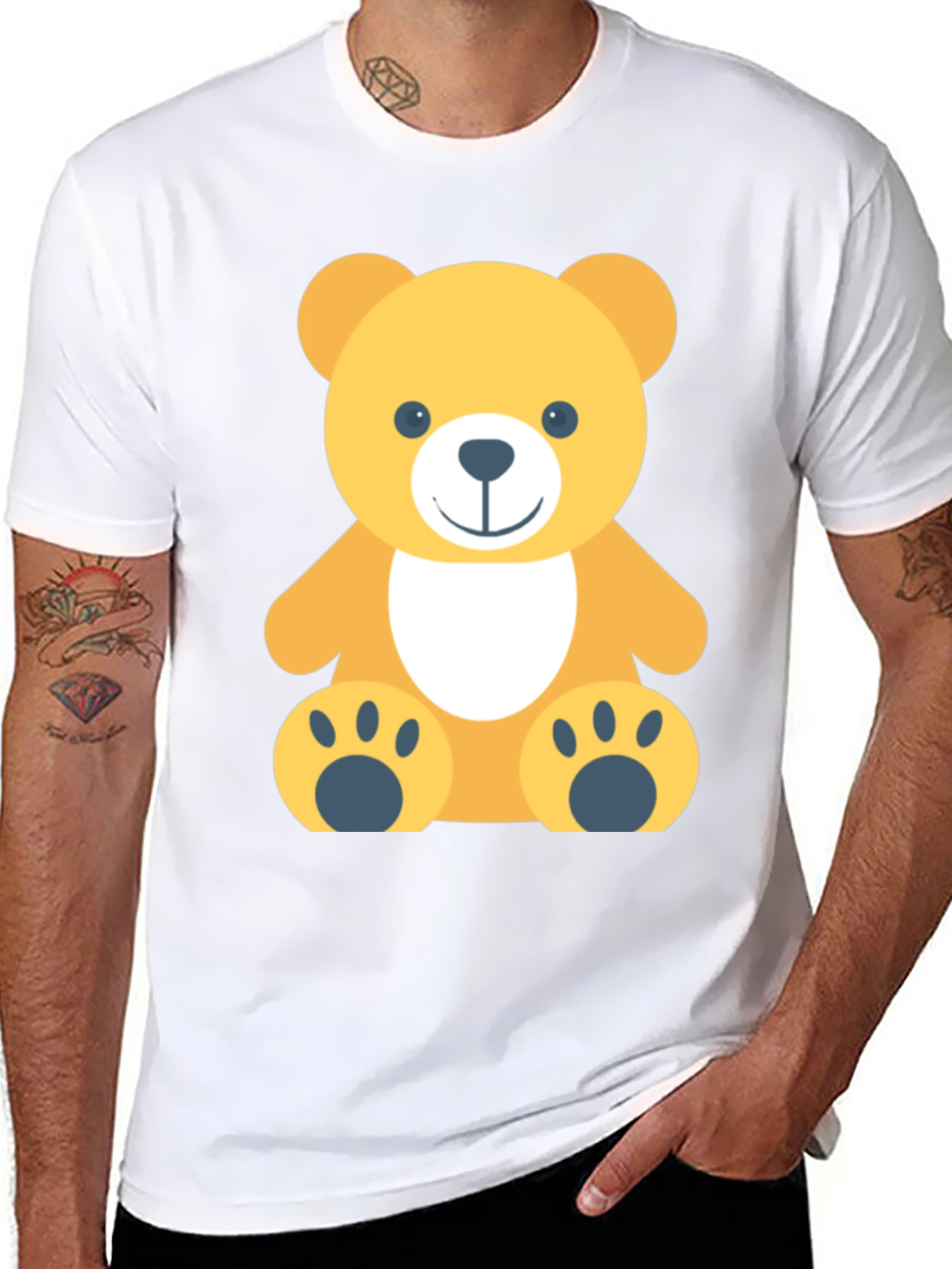 Cute Teddy Bear Graphic Black T-Shirt