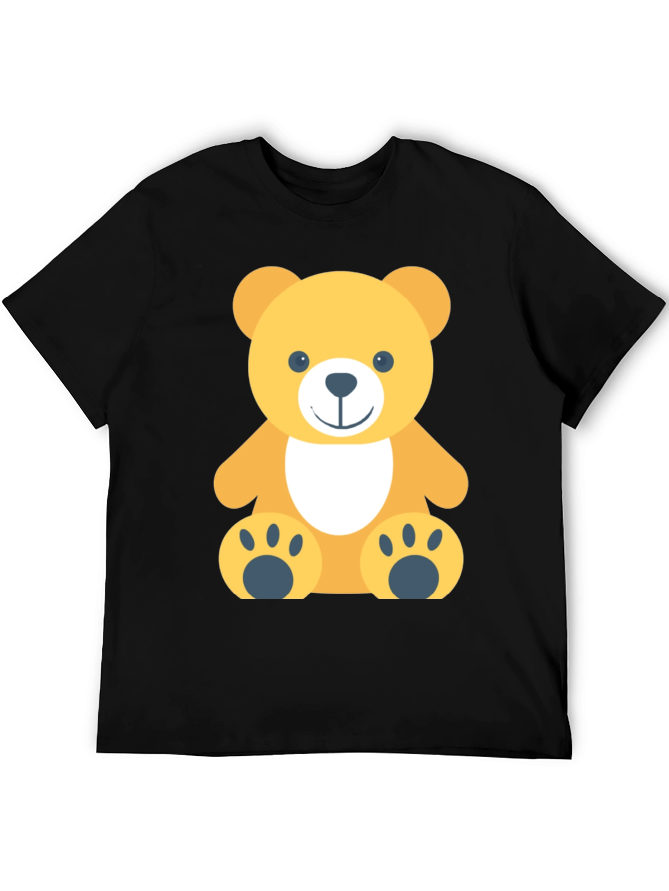 Cute Teddy Bear Graphic Black T-Shirt