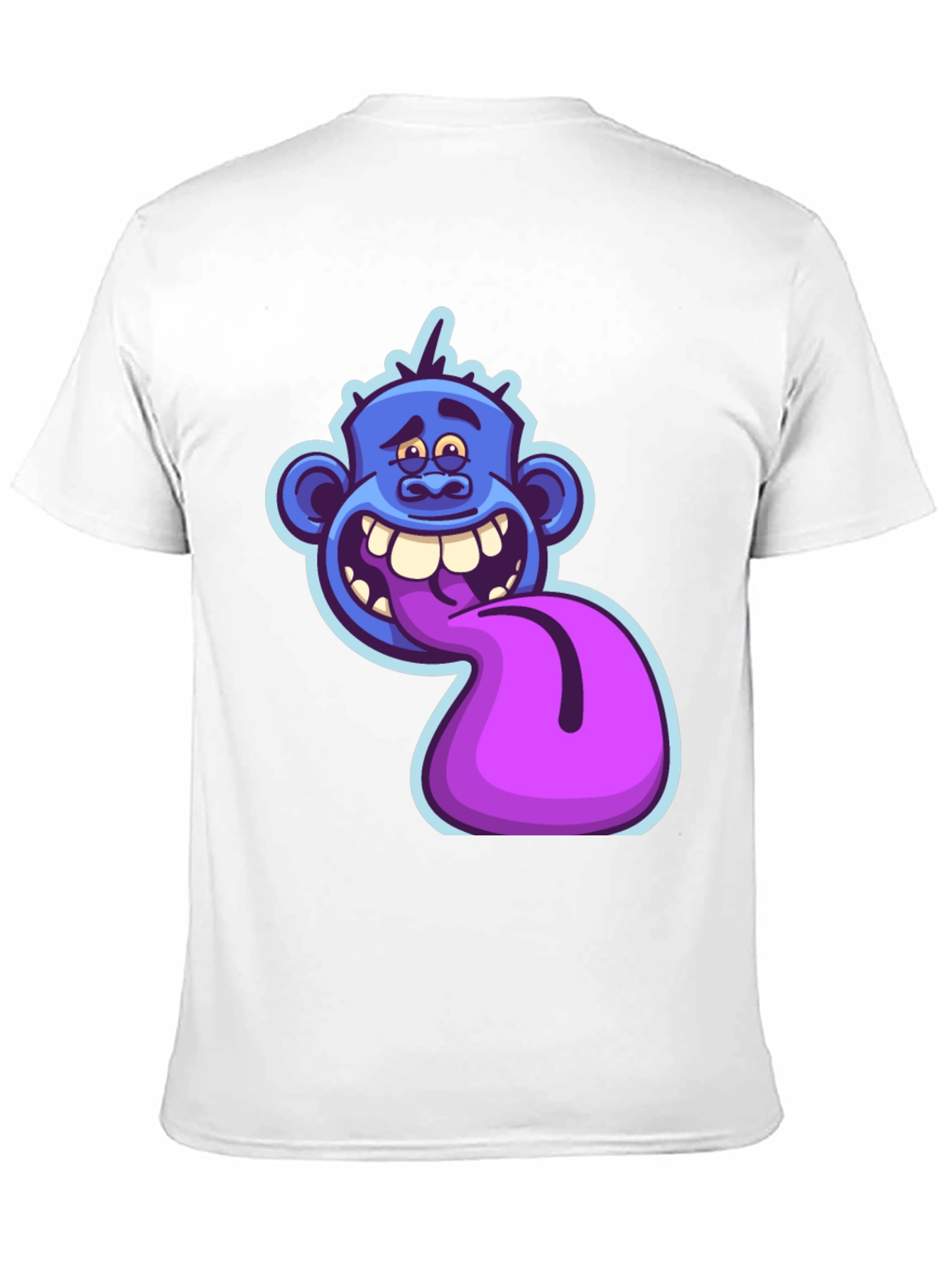 Funny Blue Monster Tongue Out Graphic T-Shirt