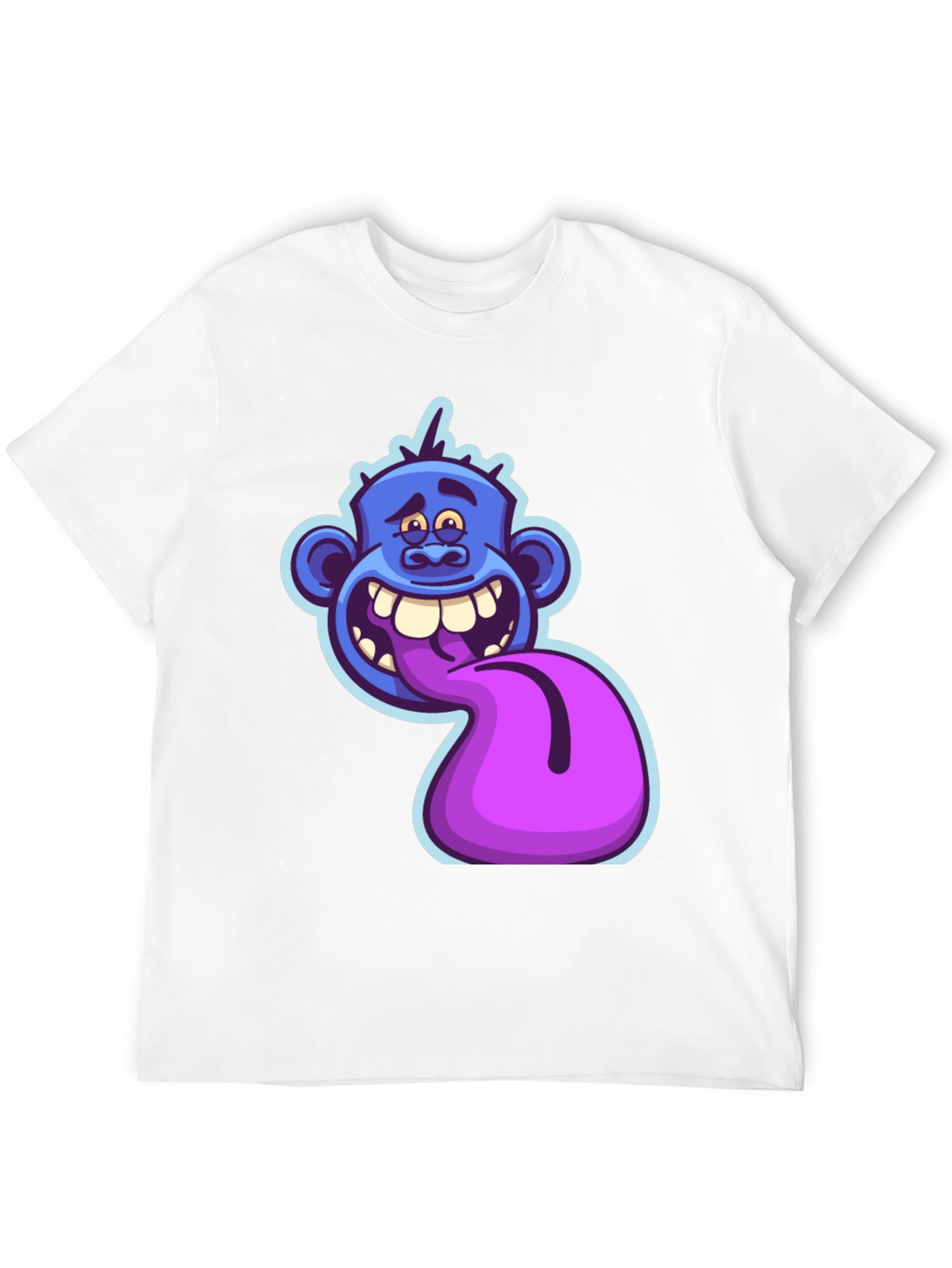 Funny Blue Monster Tongue Out Graphic T-Shirt