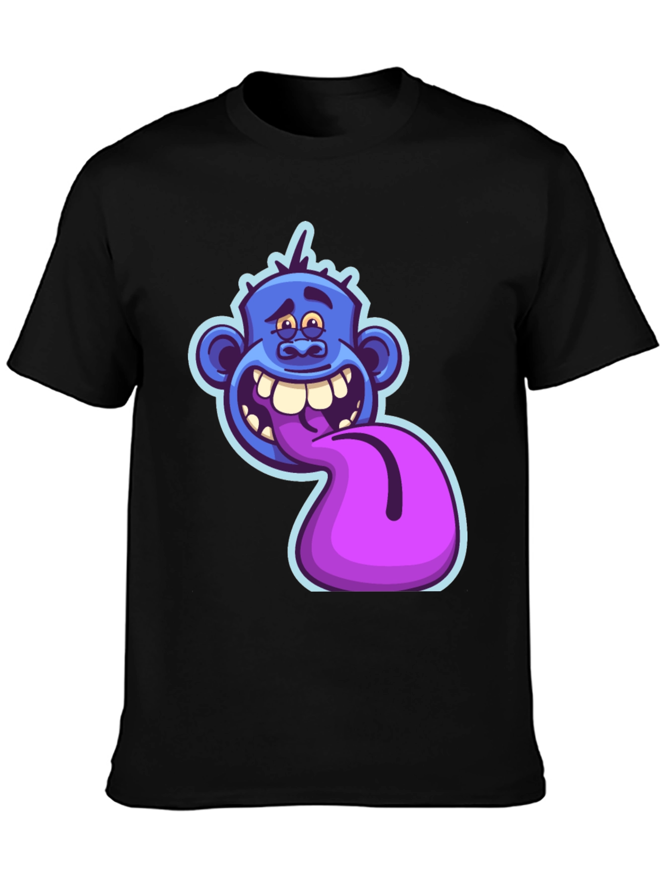 Funny Blue Monster Tongue Out Graphic T-Shirt