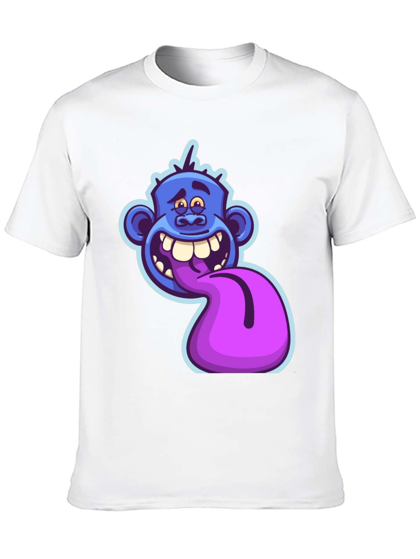 Funny Blue Monster Tongue Out Graphic T-Shirt