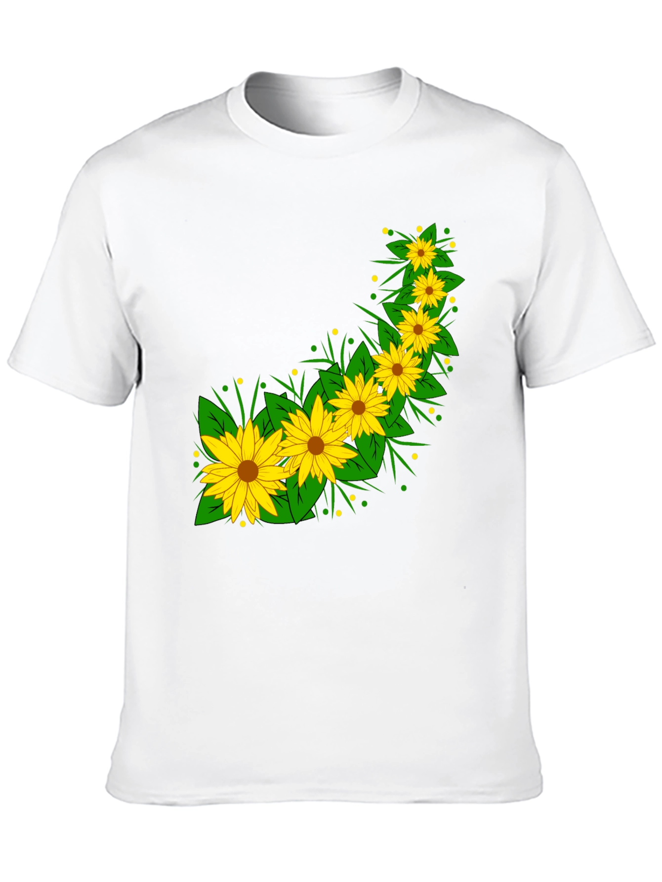 Sunflower Print Black T-Shirt