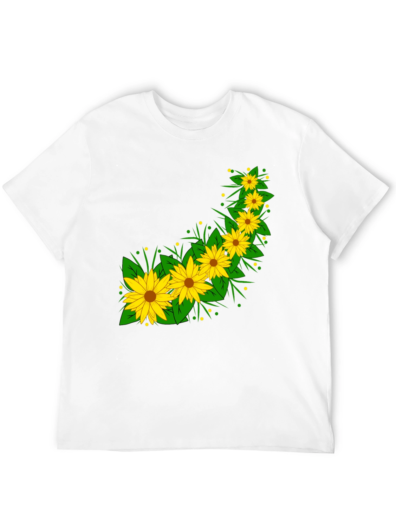 Sunflower Print Black T-Shirt