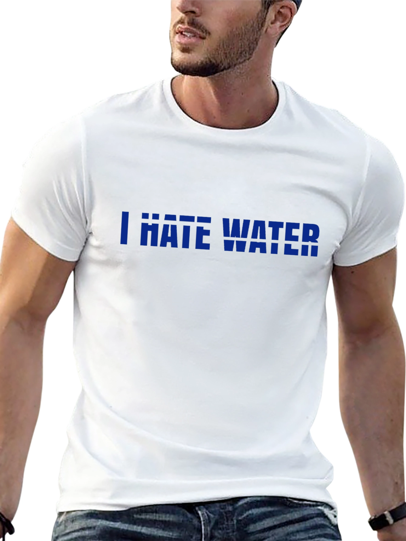 I Hate Water Graphic Print Black T-Shirt