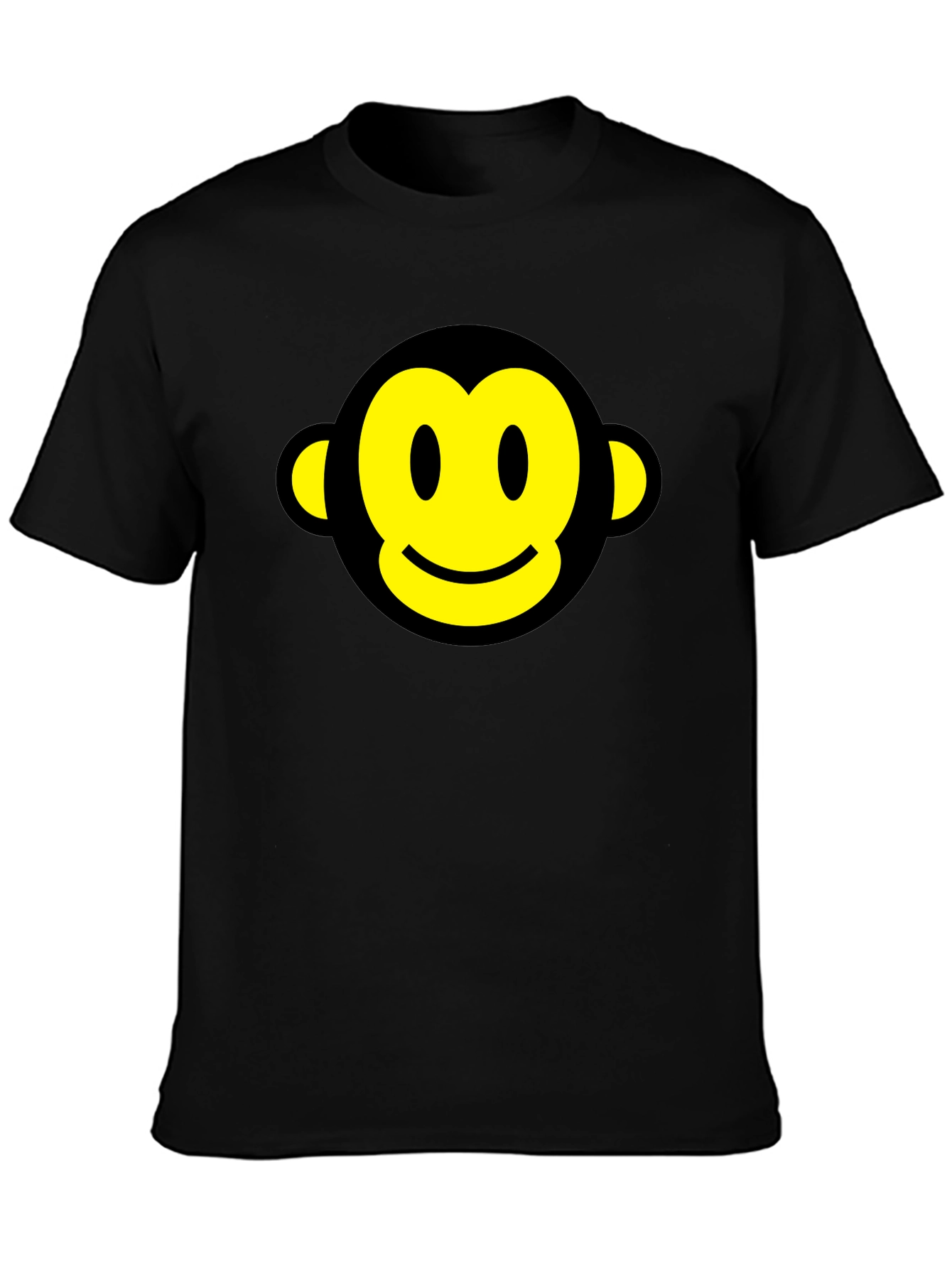 Smiley Monkey Face Graphic Tee - Black