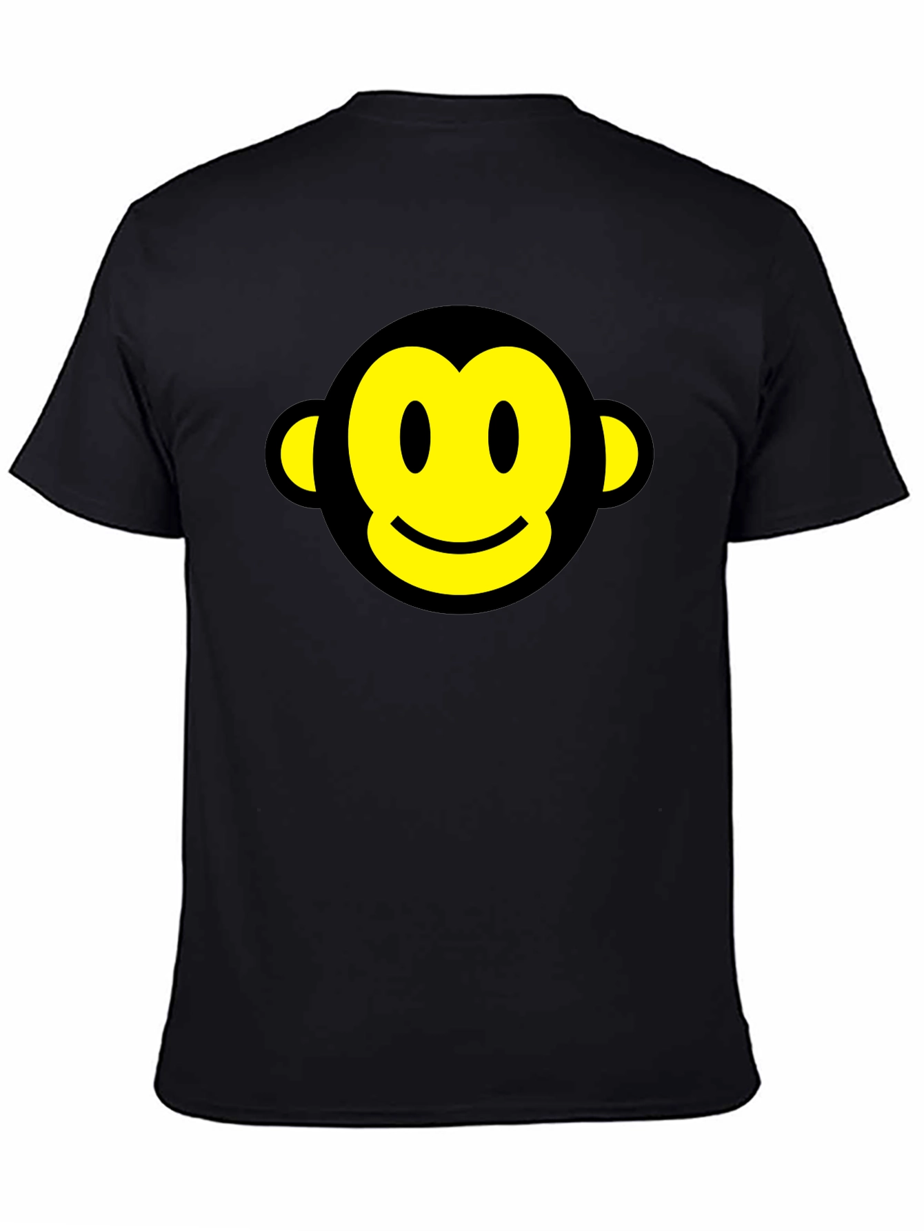 Smiley Monkey Face Graphic Tee - Black
