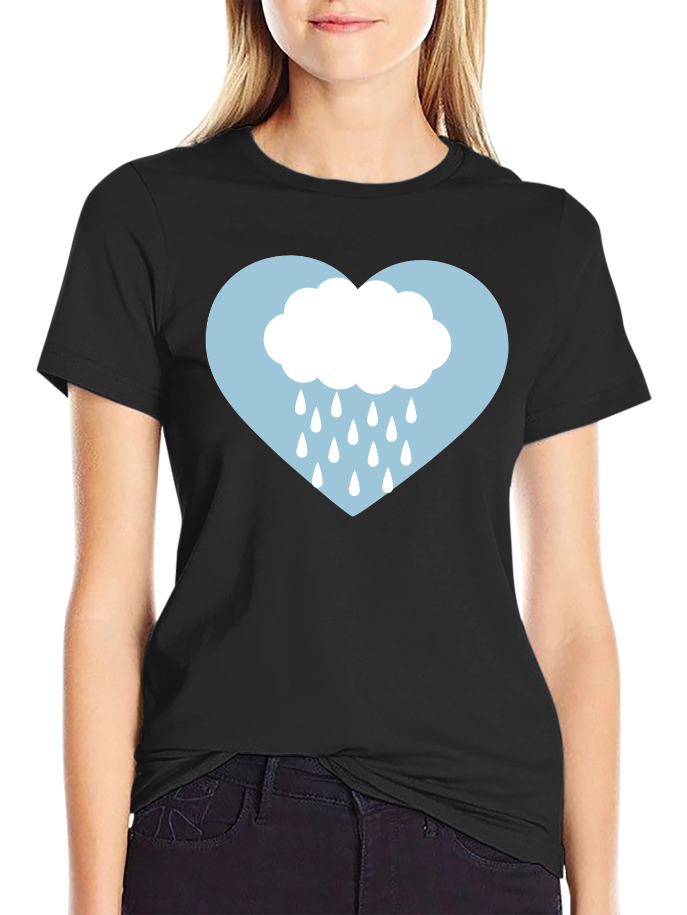 Rainy Heart Graphic Tee - Soft Cotton Comfort