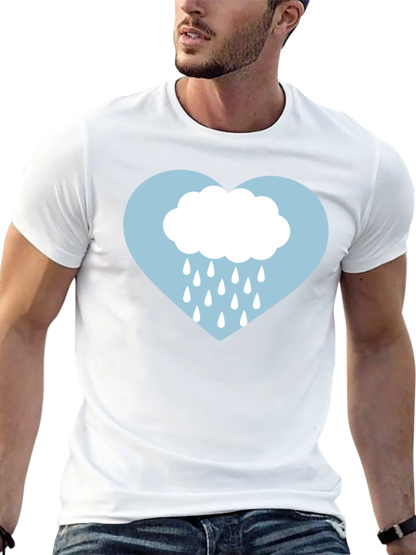 Rainy Heart Graphic Tee - Soft Cotton Comfort