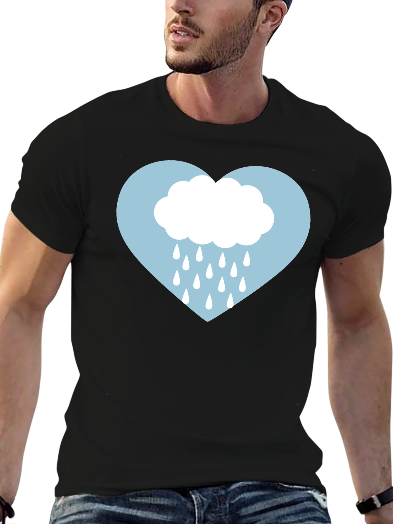 Rainy Heart Graphic Tee - Soft Cotton Comfort