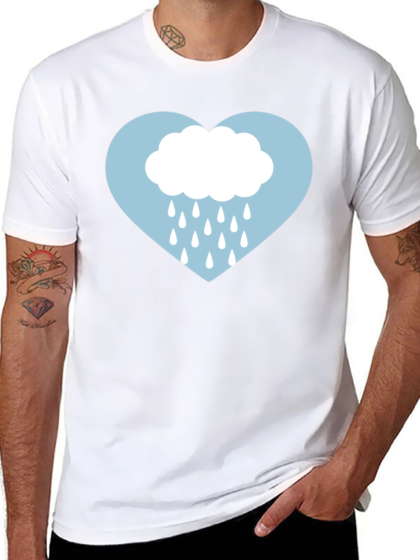 Rainy Heart Graphic Tee - Soft Cotton Comfort