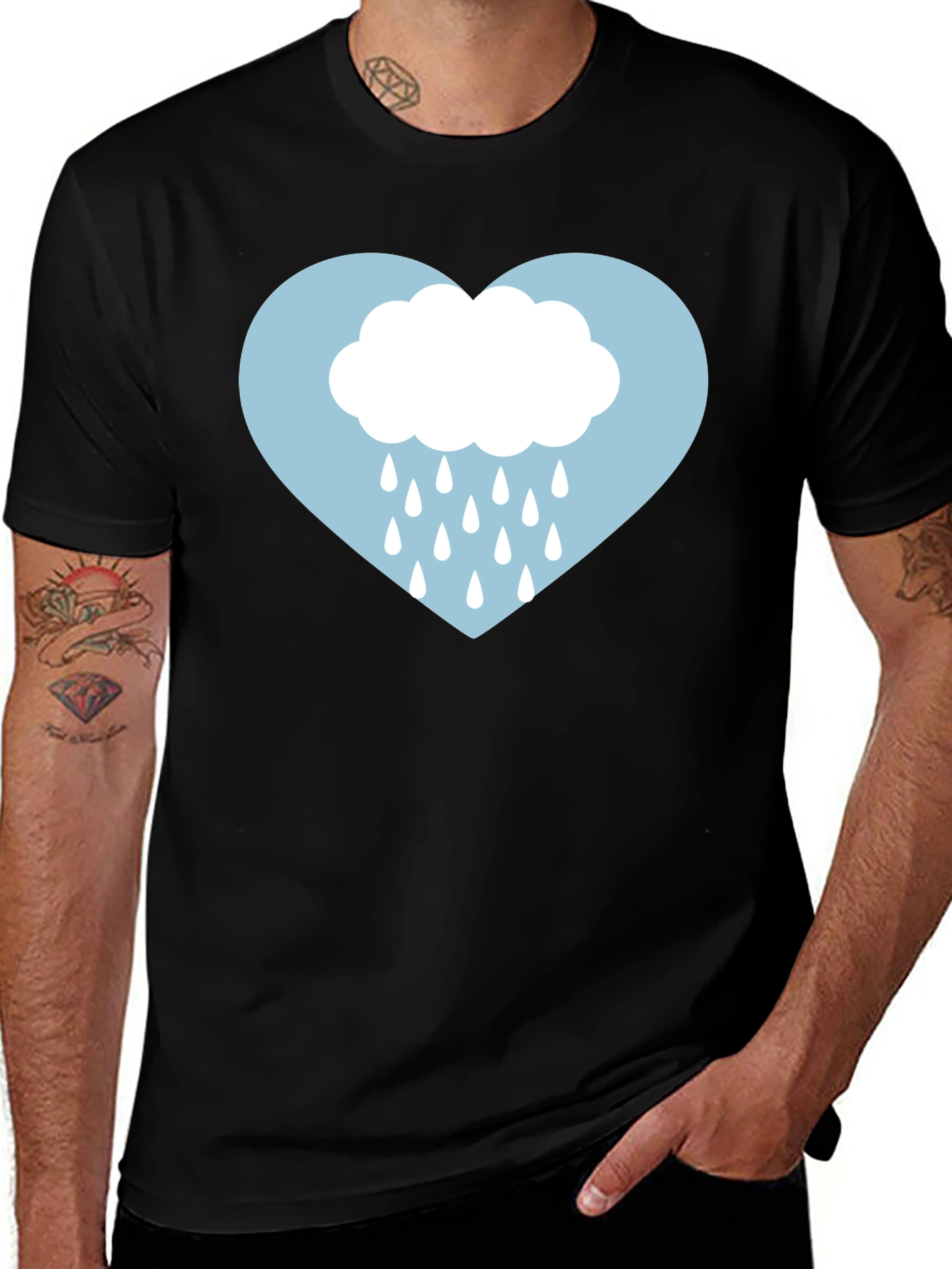 Rainy Heart Graphic Tee - Soft Cotton Comfort