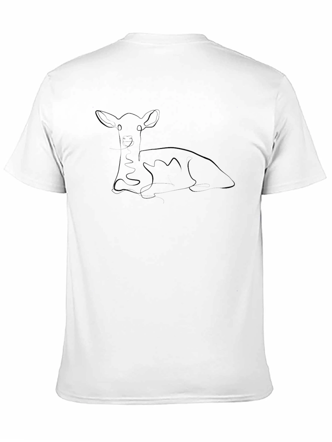 Black Tee with Minimalist Deer Line Art
