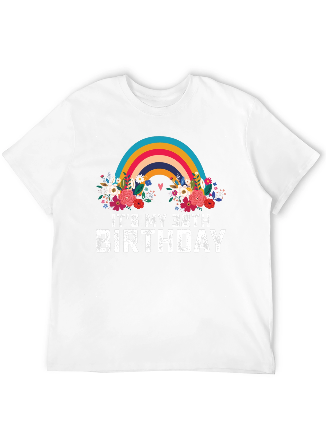 38th Birthday Rainbow Floral T-Shirt