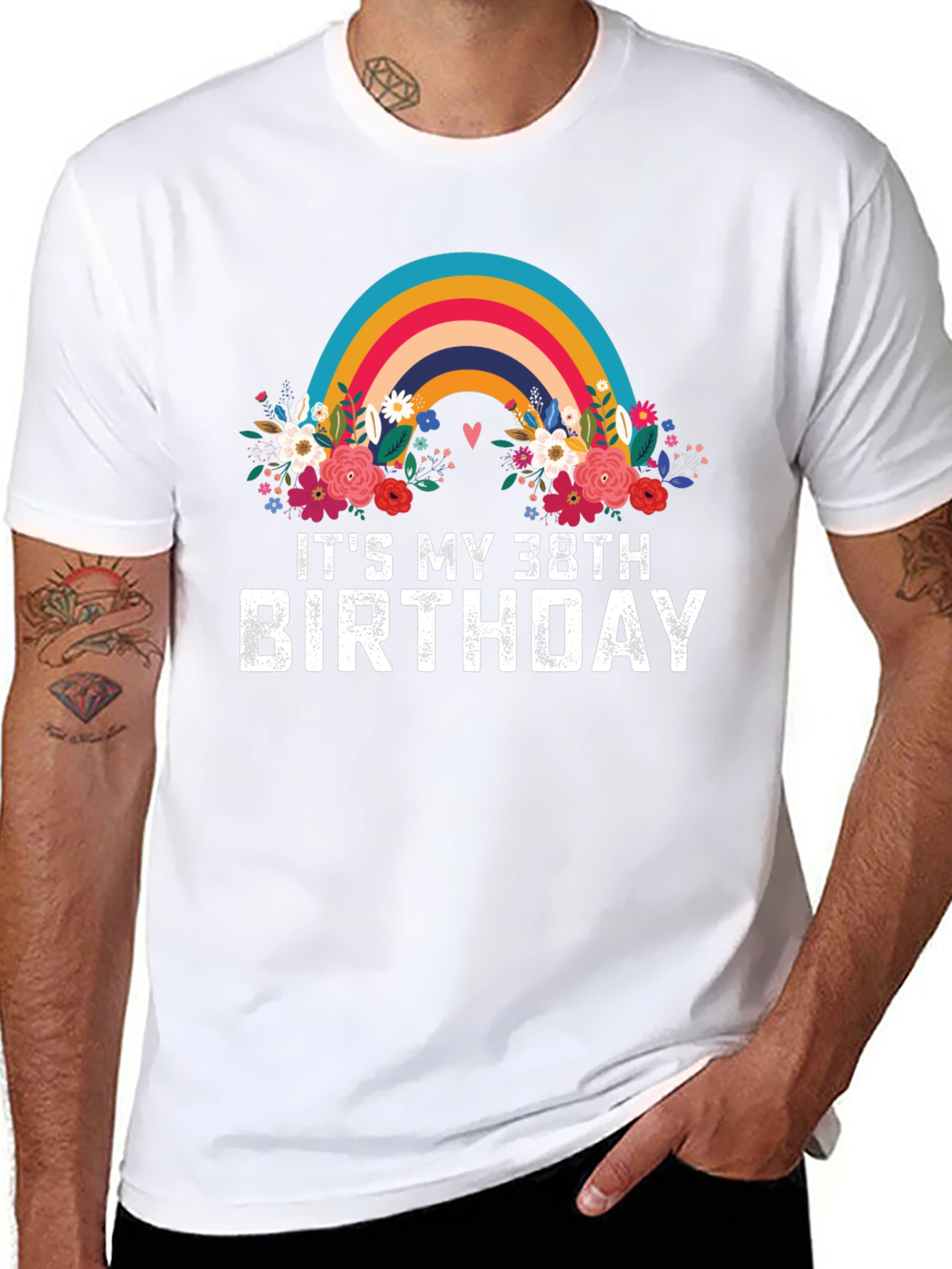 38th Birthday Rainbow Floral T-Shirt