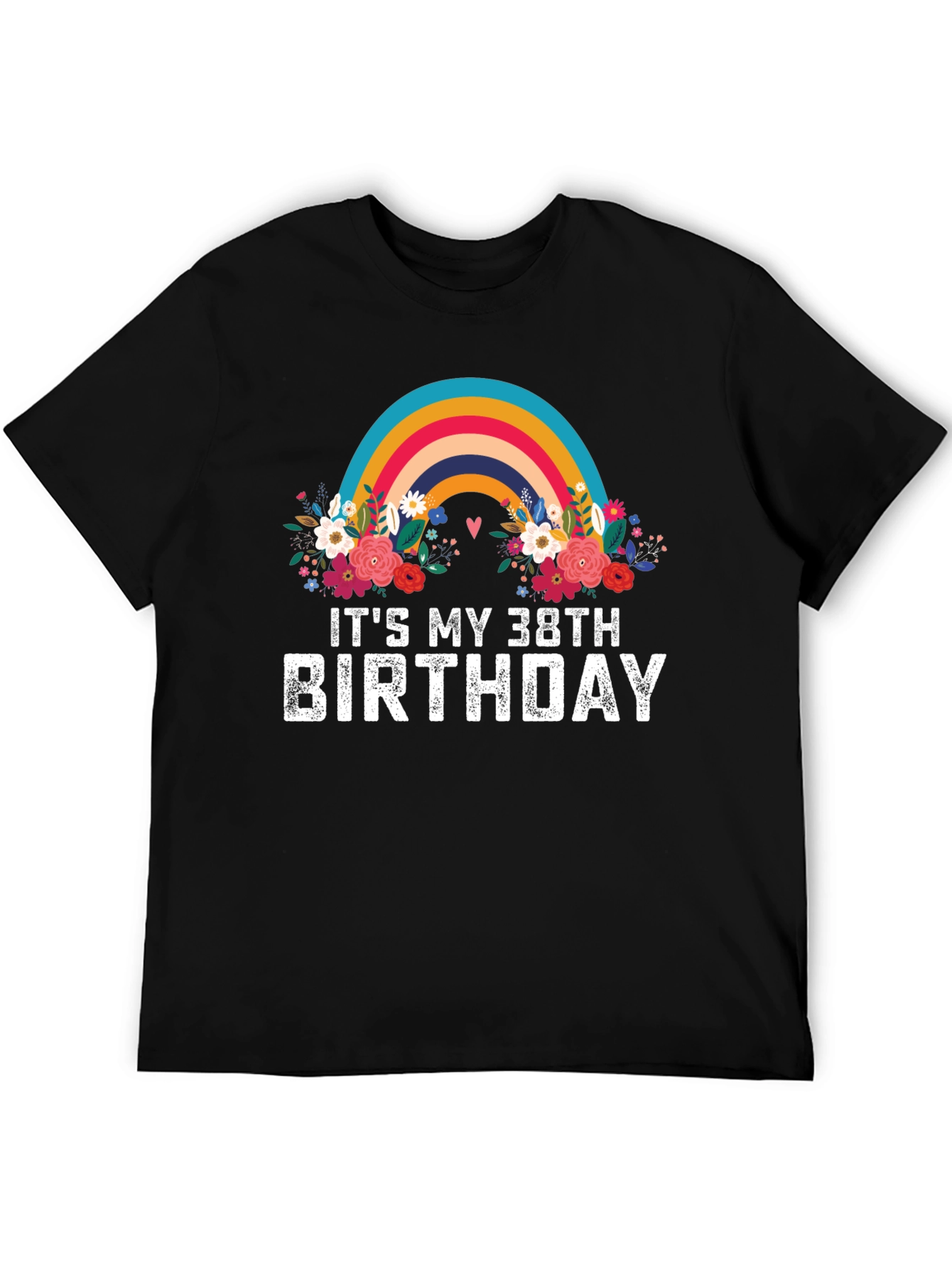 38th Birthday Rainbow Floral T-Shirt
