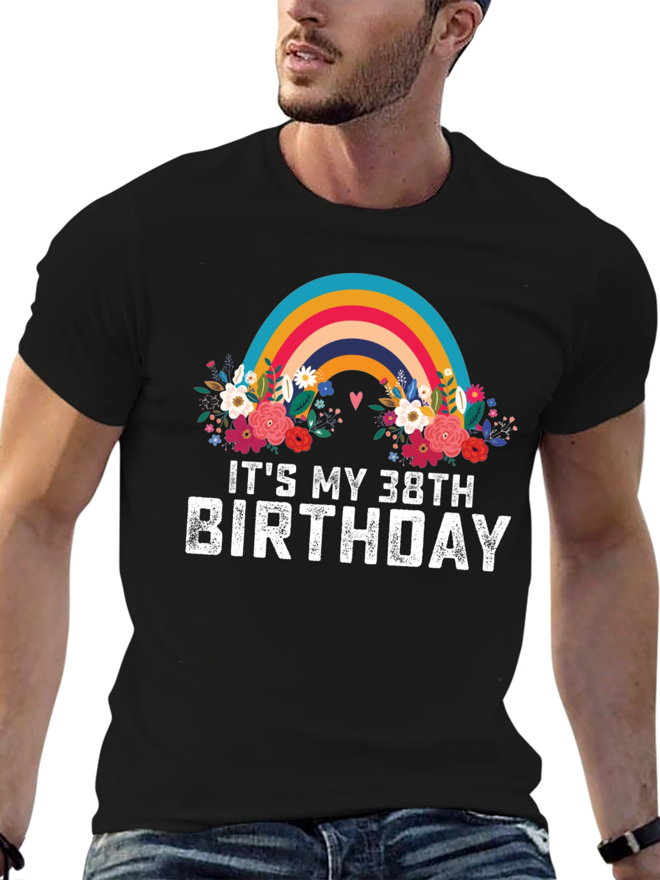 38th Birthday Rainbow Floral T-Shirt