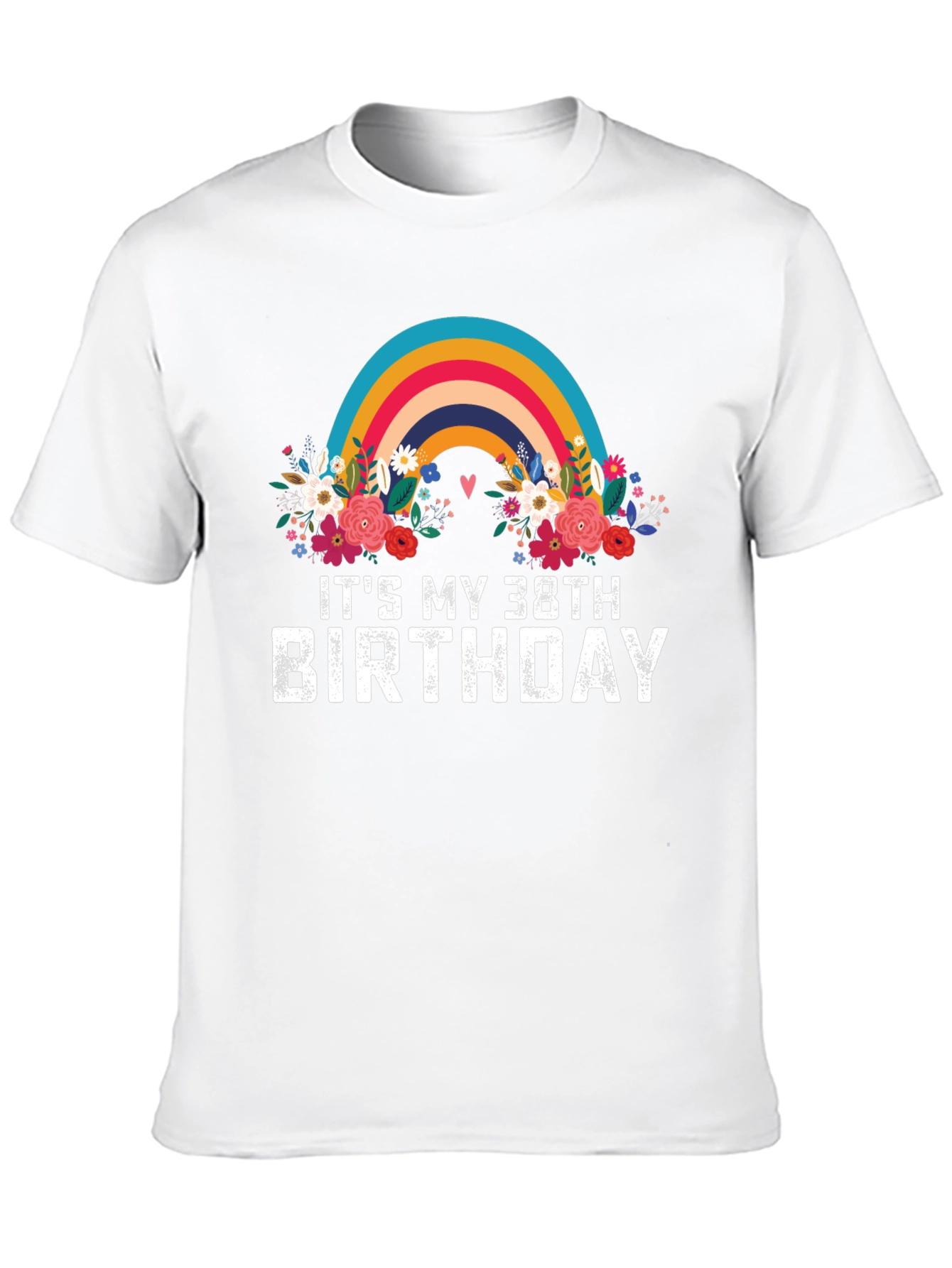 38th Birthday Rainbow Floral T-Shirt