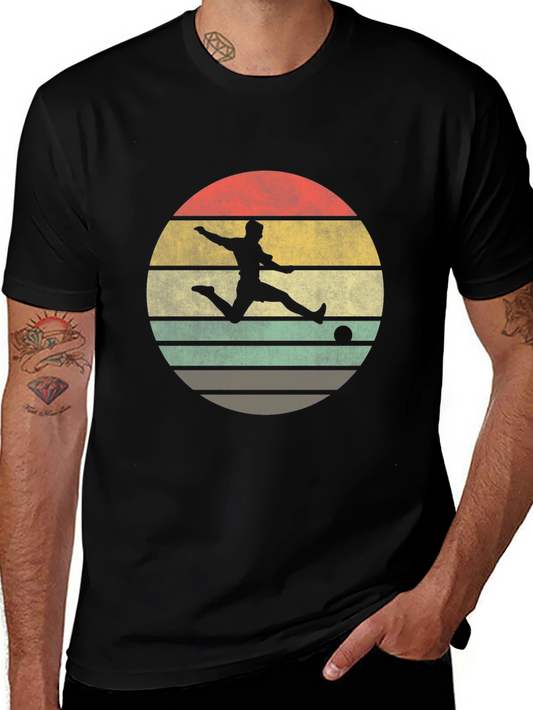 Retro Sunset Soccer Player Graphic T-Shirt