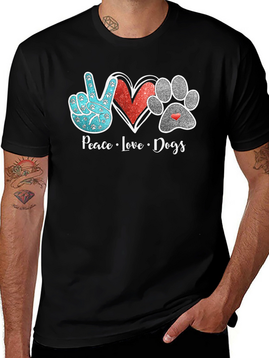 Peace Love Dogs Graphic Tee - Black Unisex T-Shirt