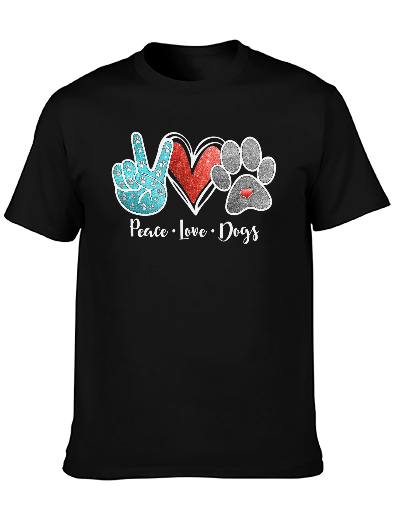Peace Love Dogs Graphic Tee - Black Unisex T-Shirt