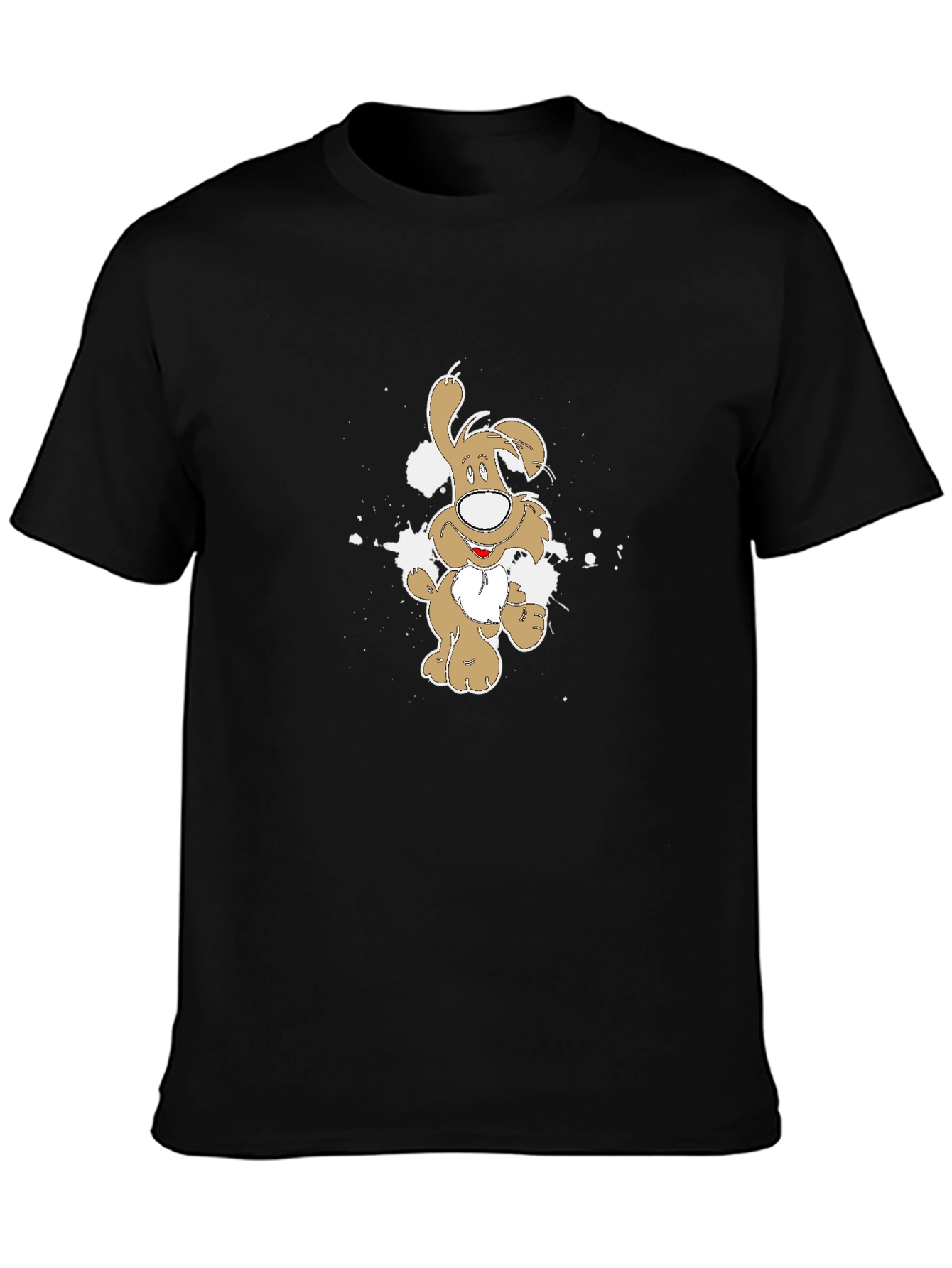Cartoon Dog Graphic Tee - Mens Black T-Shirt
