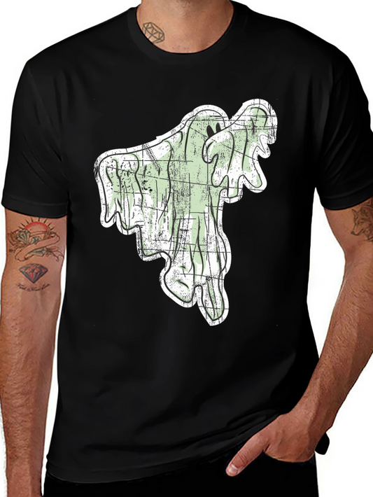 Spooky Season Ghost Graphic Tee - Black