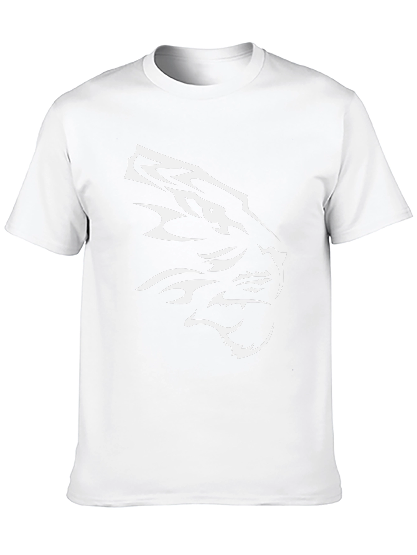 Black T-Shirt with White Tiger Design