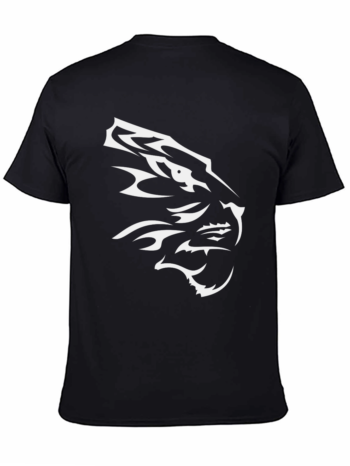 Black T-Shirt with White Tiger Design