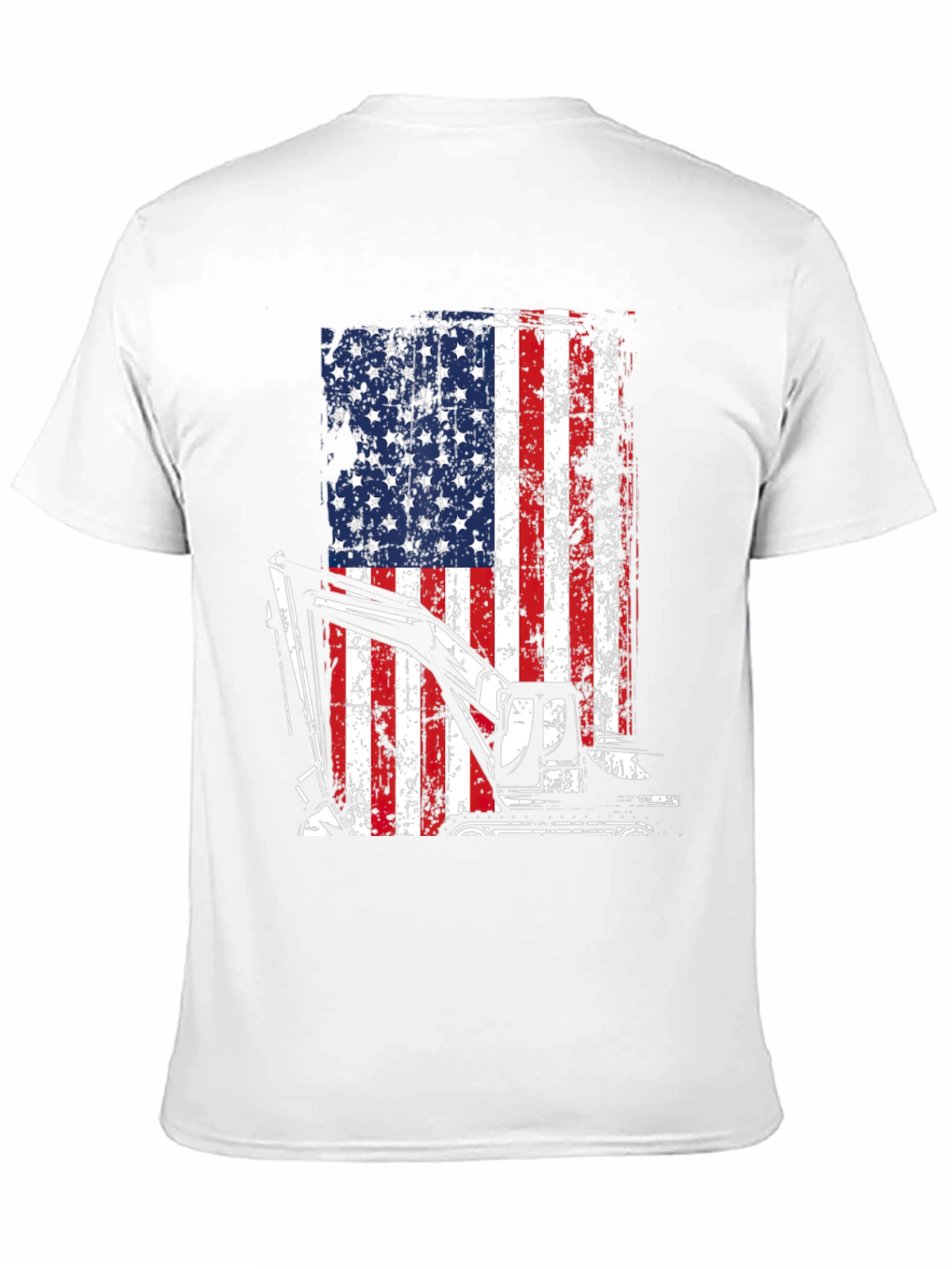 Excavator American Flag Mens T-Shirt