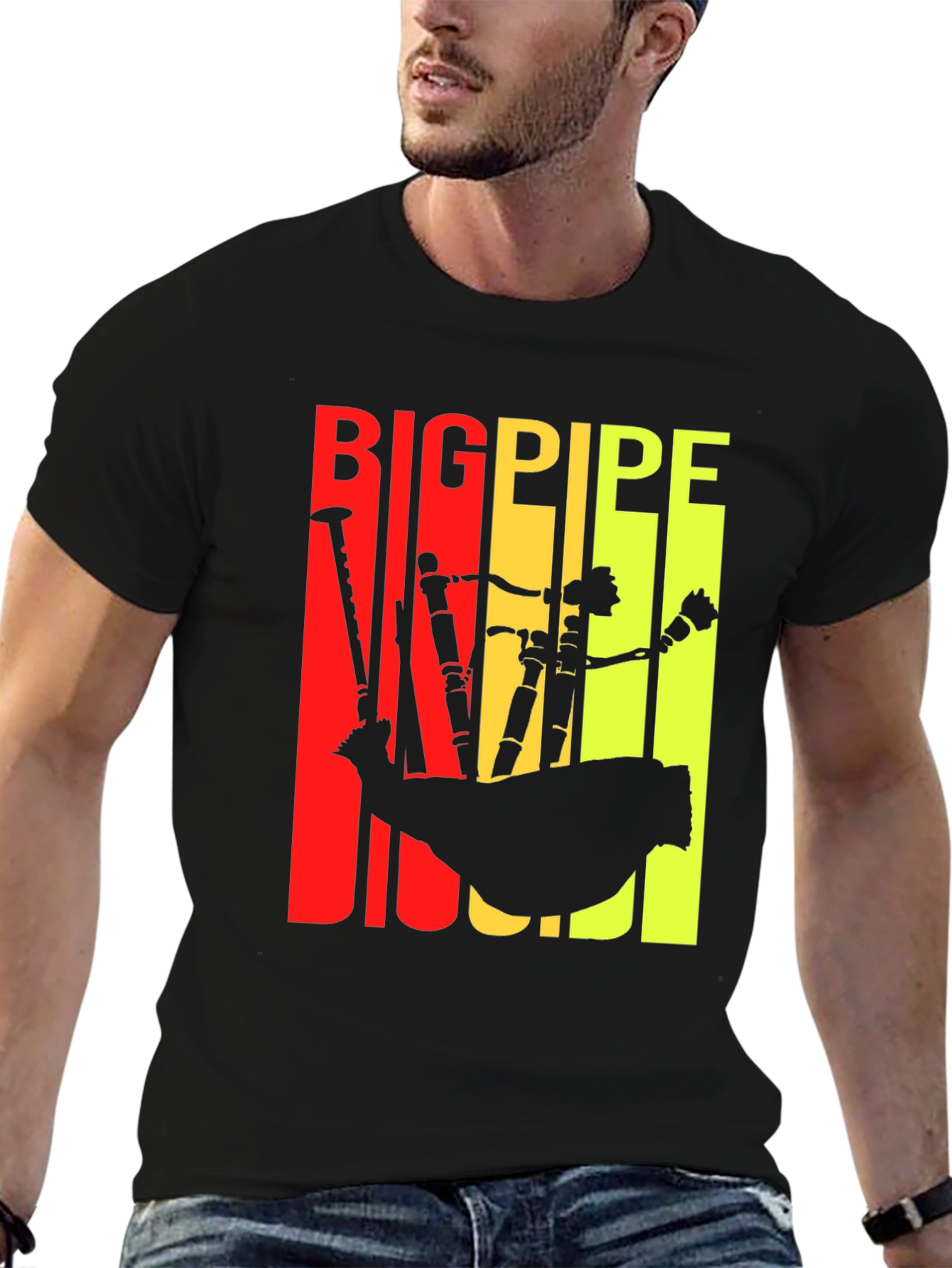 Big Pipe T-Shirt - Scottish Bagpipe Design