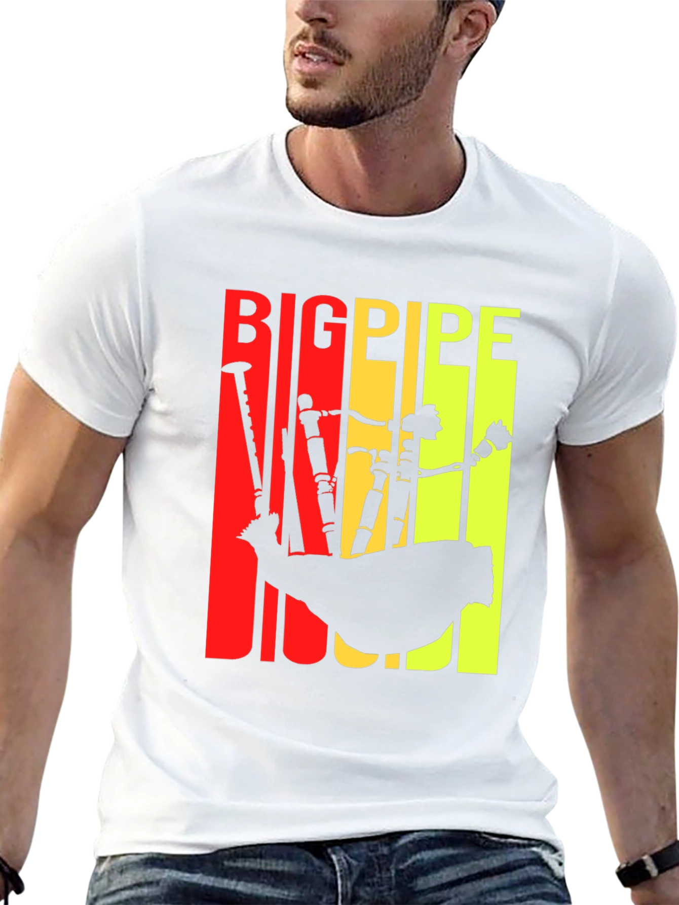 Big Pipe T-Shirt - Scottish Bagpipe Design