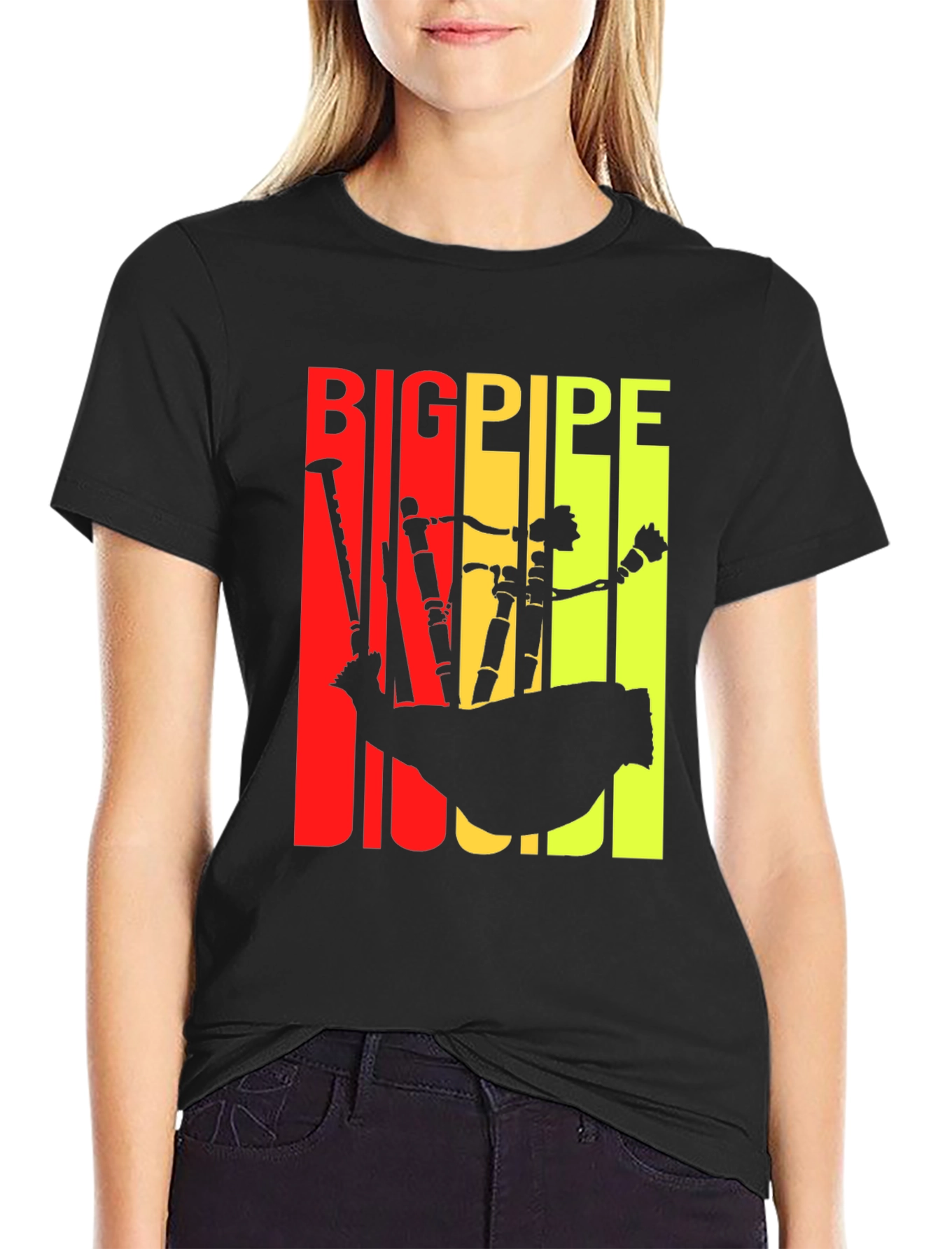 Big Pipe T-Shirt - Scottish Bagpipe Design