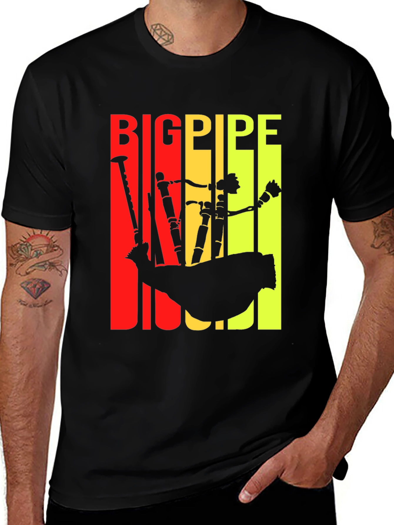 Big Pipe T-Shirt - Scottish Bagpipe Design