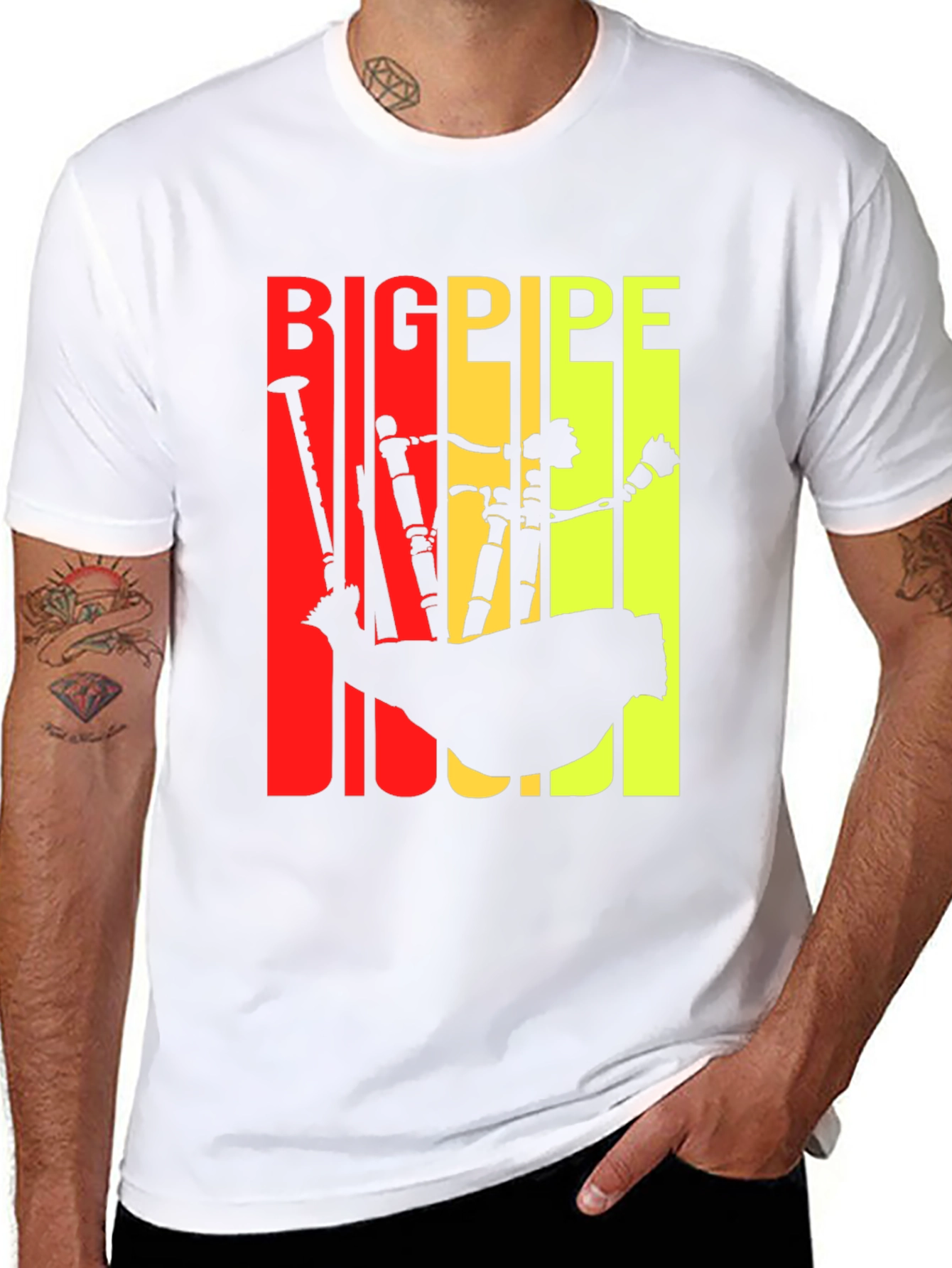 Big Pipe T-Shirt - Scottish Bagpipe Design