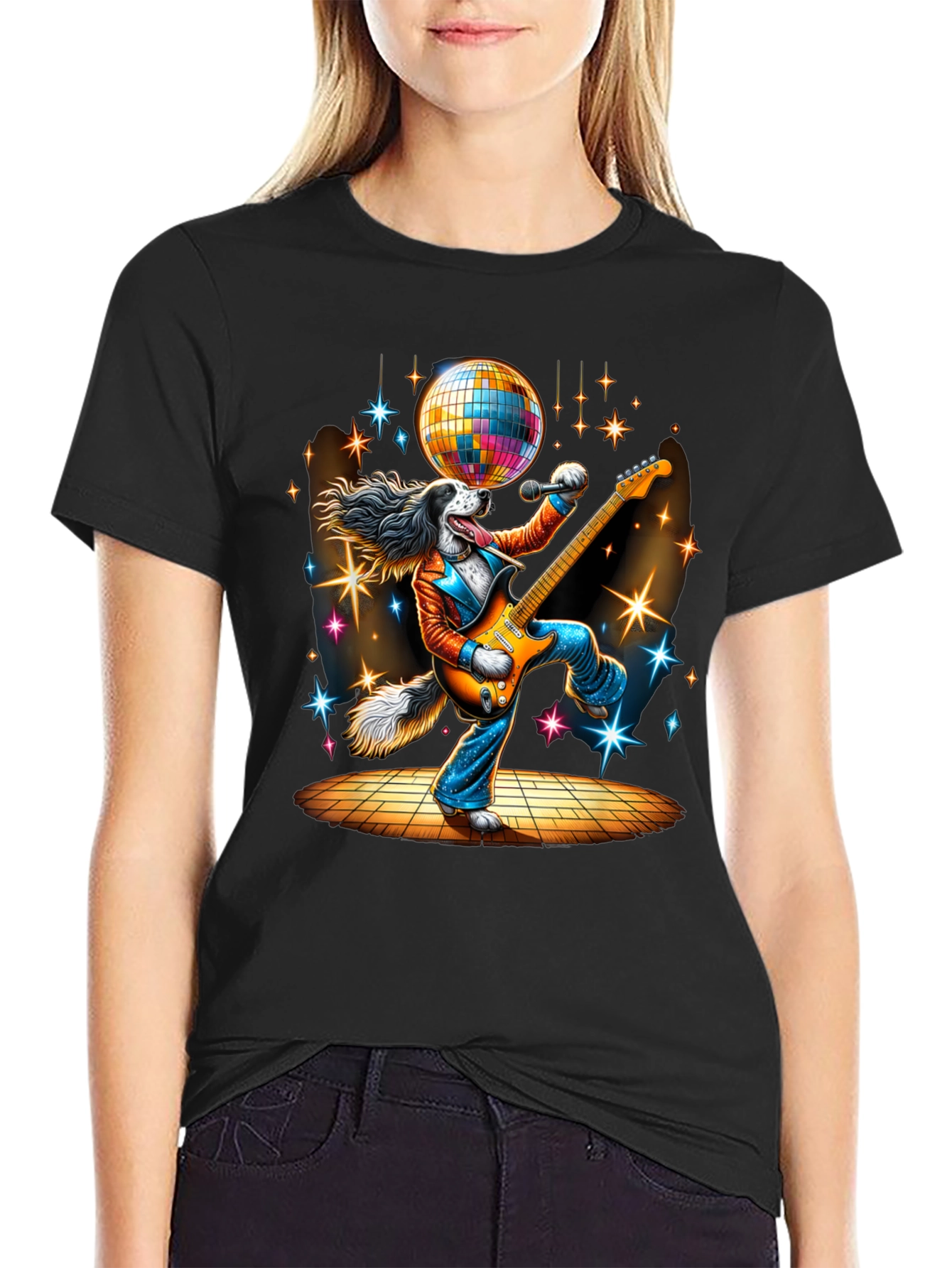 Disco Dog Guitarist Graphic Tee