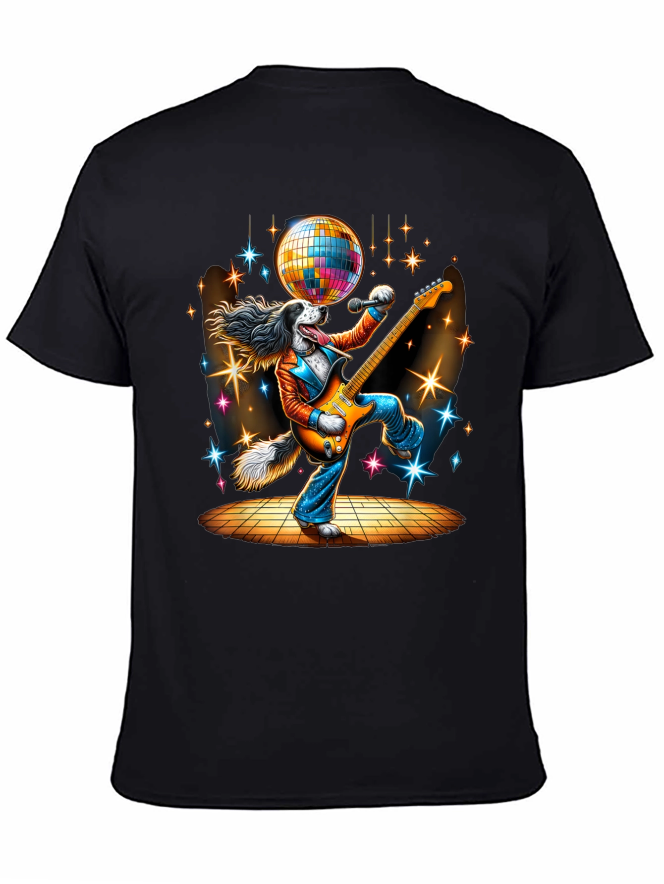 Disco Dog Guitarist Graphic Tee