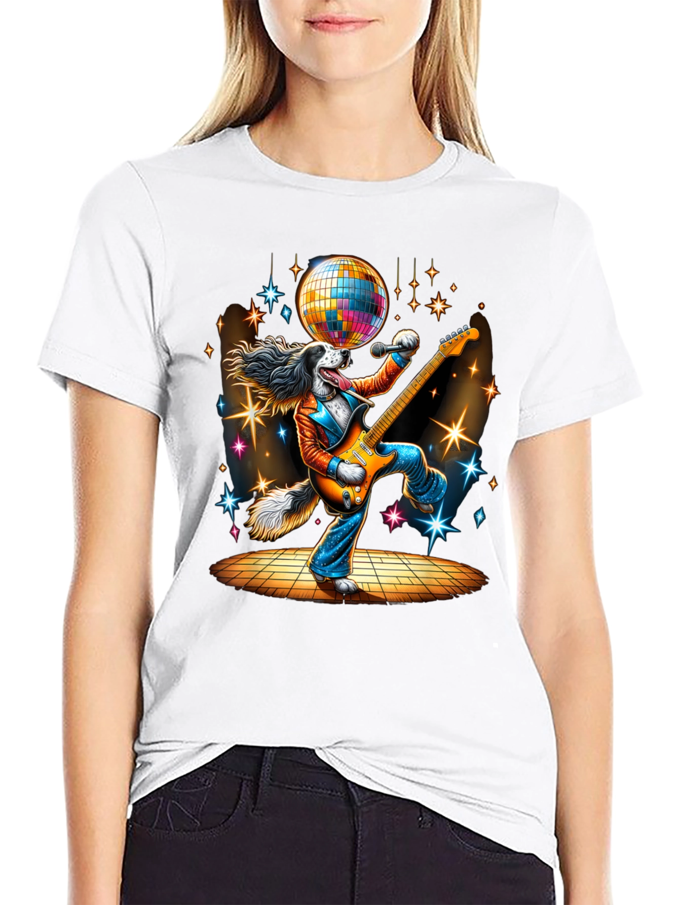 Disco Dog Guitarist Graphic Tee
